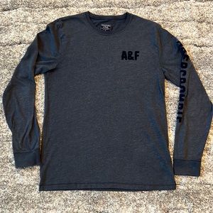 Mens Abercrombie & Fitch Heather Navy Long-sleeve T-shirt, size Medium